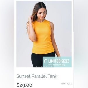 EUC ZYIA Parallel Tank in Sunset Yellow, size XL. No longer sold!!
